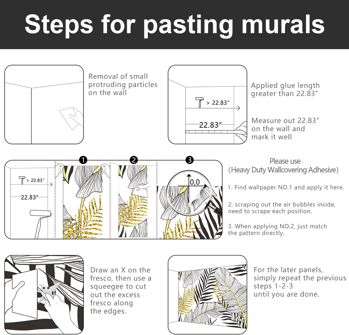 -Black and Gold Tropical Botanical Banana Leaf Fabric Wallpaper Living Room Bedroom Bathroom Abstract Plant Wall Mural- 91"x65"οΌ not Peel and StickοΌ