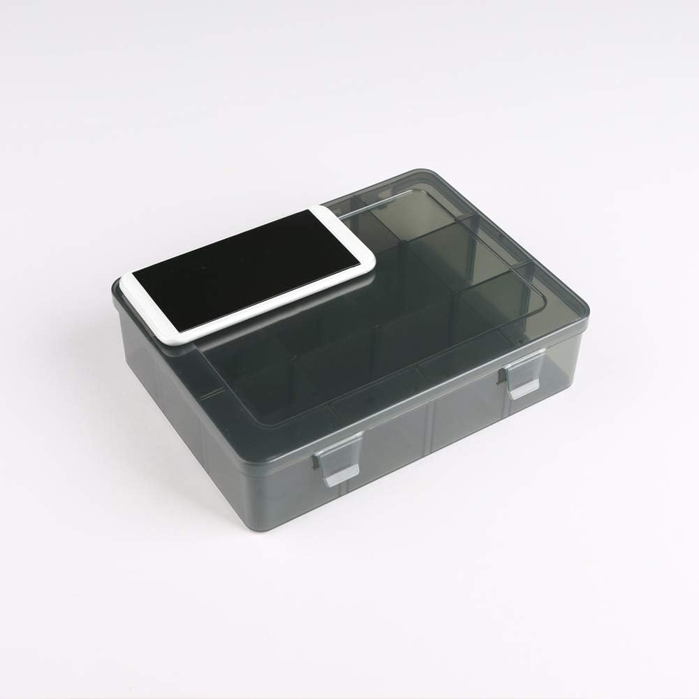 12 Girds Large Plastic Craft Storage Containers, Compartment Storage Container, Parts Storage Box with Adjustable Dividers for Sewing Arts, Washi Tape Batteries Electronics Parts and more