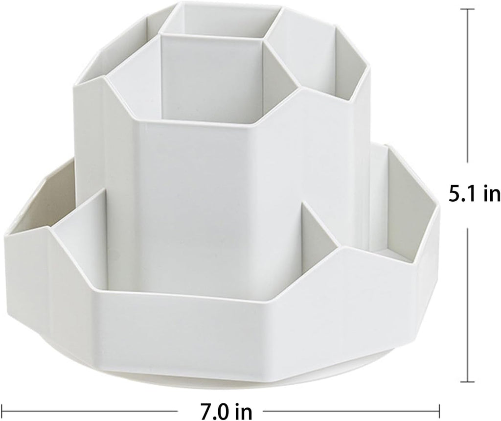 Pencil Pen Holder for Desk, 9 Slots 360 Degree Rotating Desk Organizer, Desktop Storage Pen Organizers Stationery Supplies, Cute Pencil Cup Pot for Office School Home & Art Supplies (Grey)