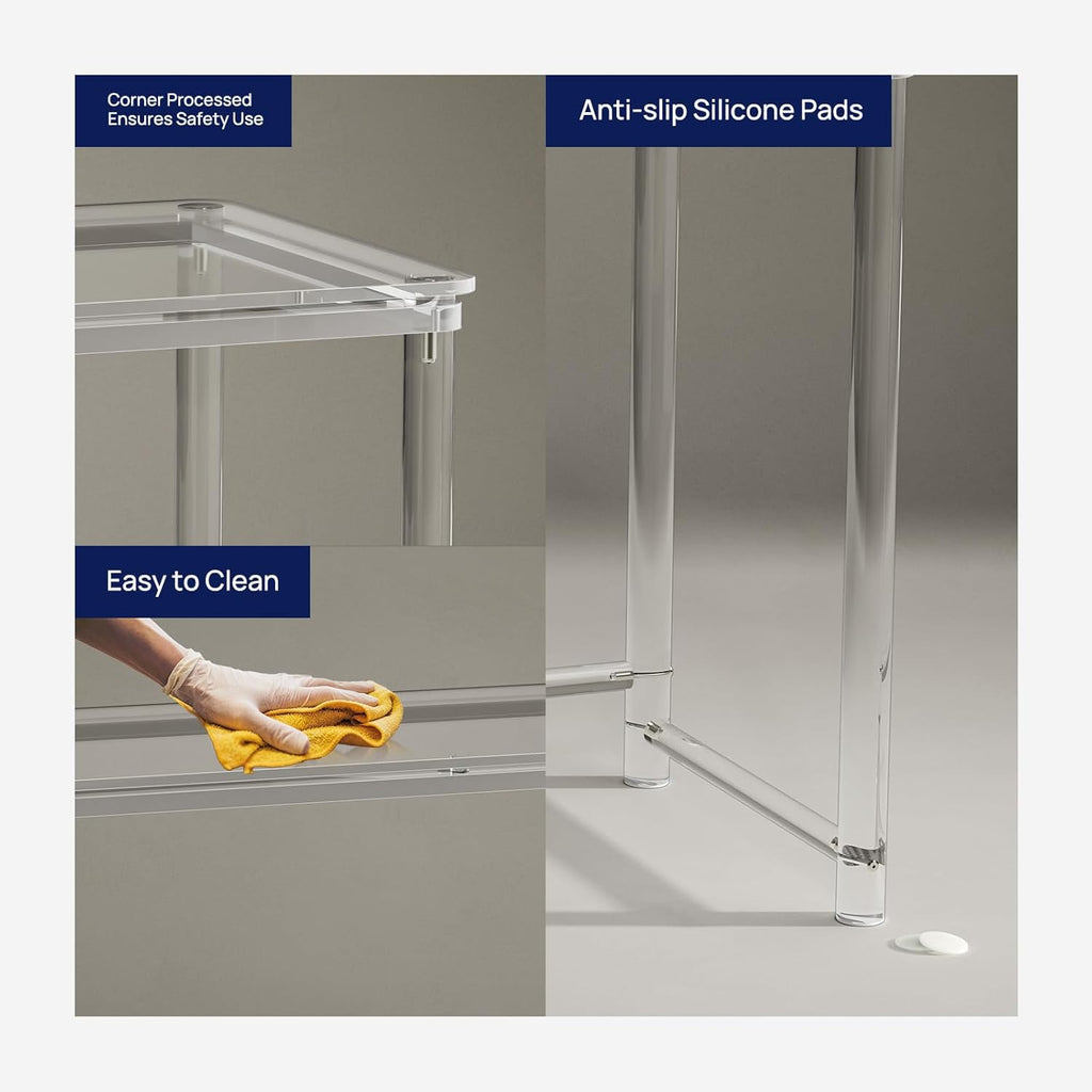 HMYHUM Acrylic Desk, Clear Desk for Home Office for Laptop, Study, Writing, Vanity Table with Cylindrical Legs, Modern, Easy Assembly, 39.4" L x 19.7" W x 29.5" H