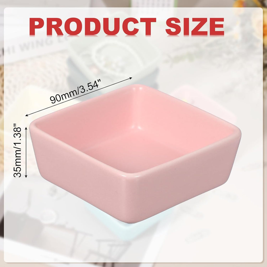 PATIKIL Square Paper Clip Holders, Ceramic Bowl Dish Clip Dispenser Organizer Desk Organizer Accessories for Office Desktop Decor Bobby Pin Binder Paper Clamp, Pink