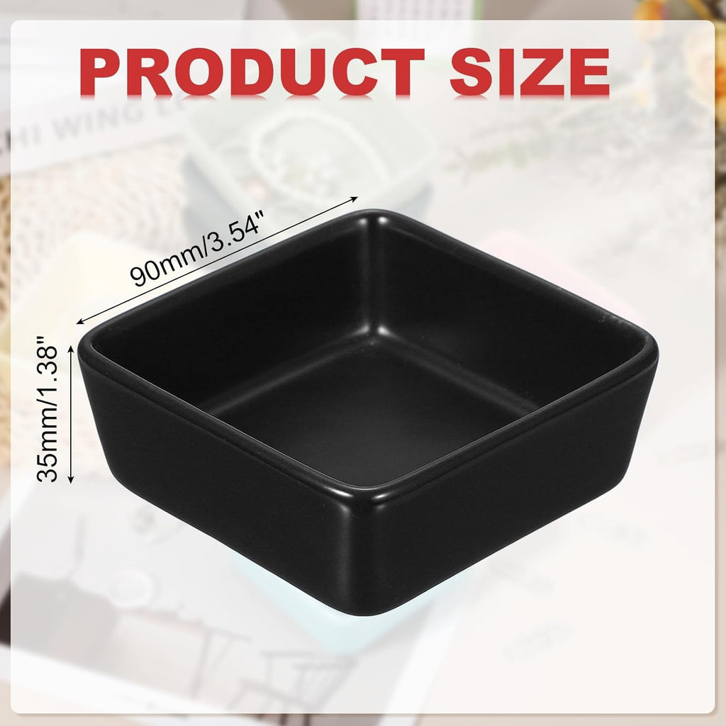 PATIKIL Square Paper Clip Holders, Ceramic Bowl Dish Clip Dispenser Organizer Desk Organizer Accessories for Office Desktop Decor Bobby Pin Binder Paper Clamp, Black