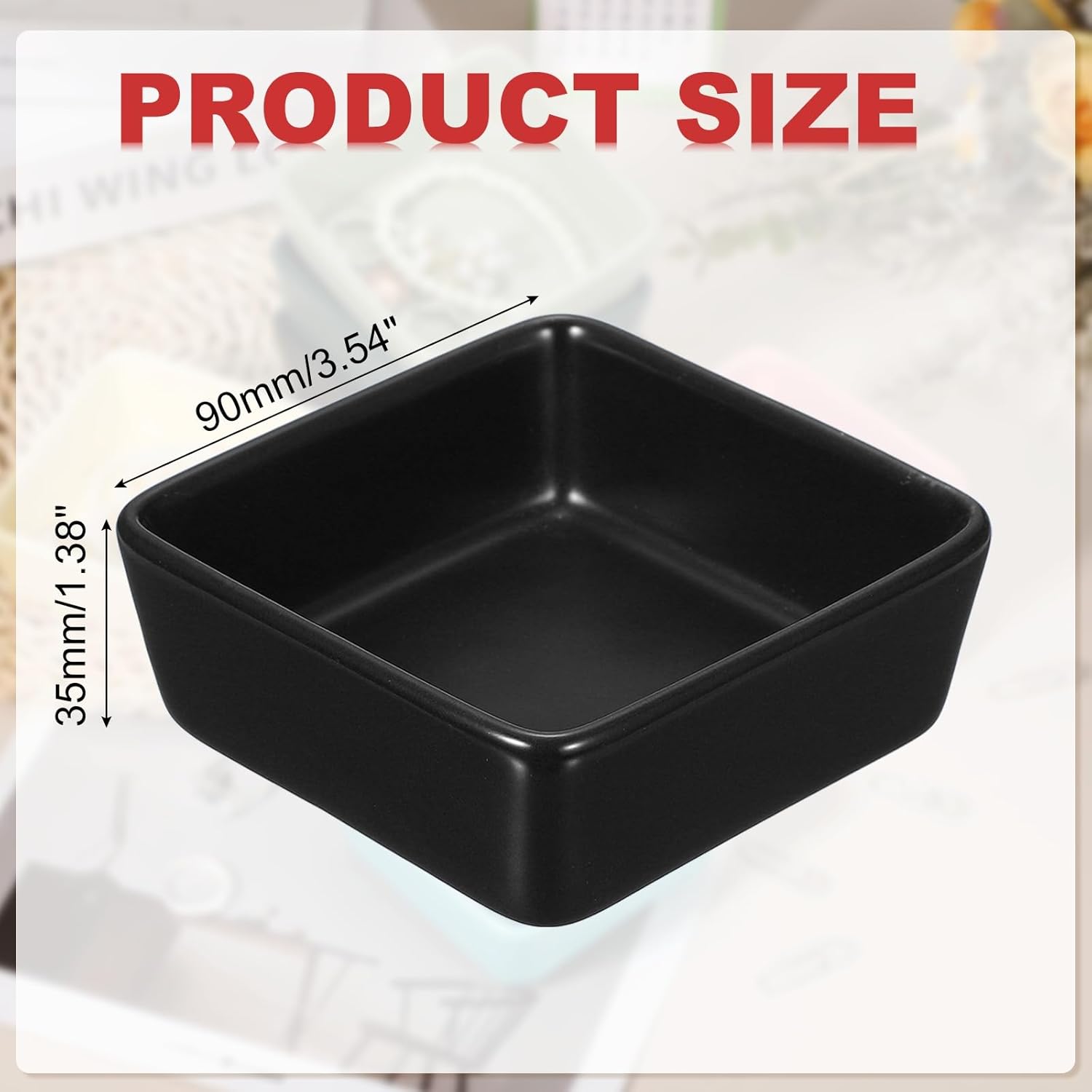 PATIKIL Square Paper Clip Holders, Ceramic Bowl Dish Clip Dispenser Organizer Desk Organizer Accessories for Office Desktop Decor Bobby Pin Binder Paper Clamp, Black