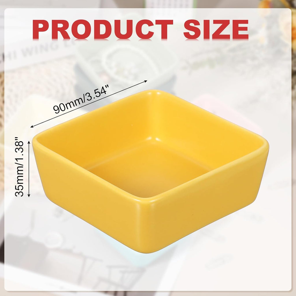 PATIKIL Square Paper Clip Holders, Ceramic Bowl Dish Clip Dispenser Organizer Desk Organizer Accessories for Office Desktop Decor Bobby Pin Binder Paper Clamp, Yellow