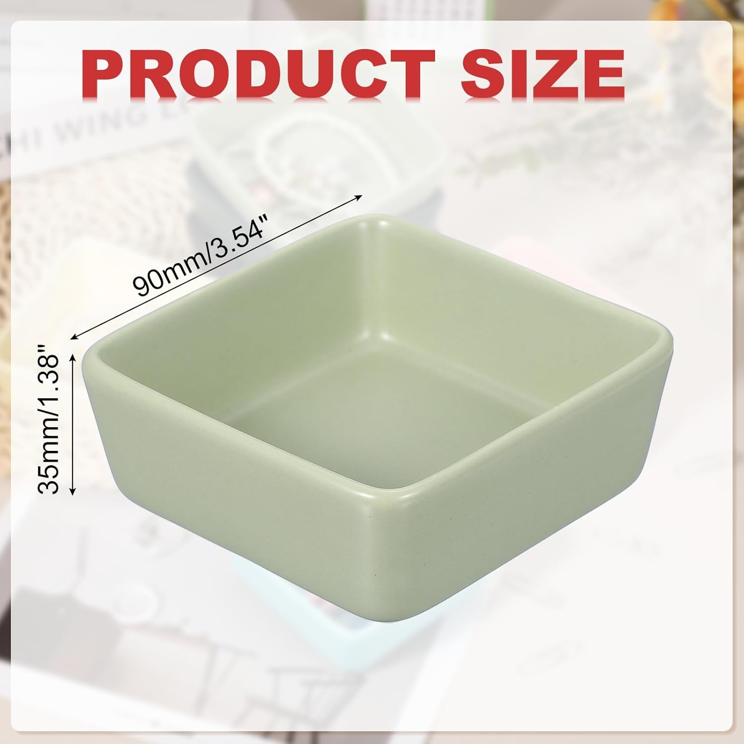 PATIKIL Square Paper Clip Holders, Ceramic Bowl Dish Clip Dispenser Organizer Desk Organizer Accessories for Office Desktop Decor Bobby Pin Binder Paper Clamp, Matcha Green