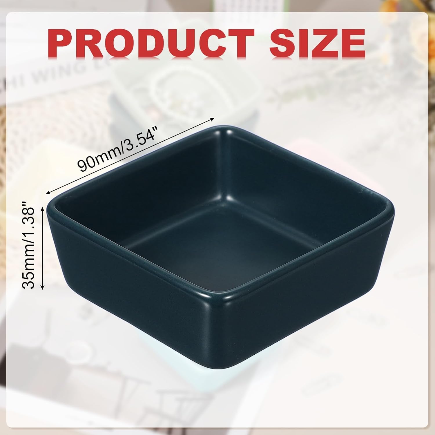 PATIKIL Square Paper Clip Holders, Ceramic Bowl Dish Clip Dispenser Organizer Desk Organizer Accessories for Office Desktop Decor Bobby Pin Binder Paper Clamp, Navy Blue