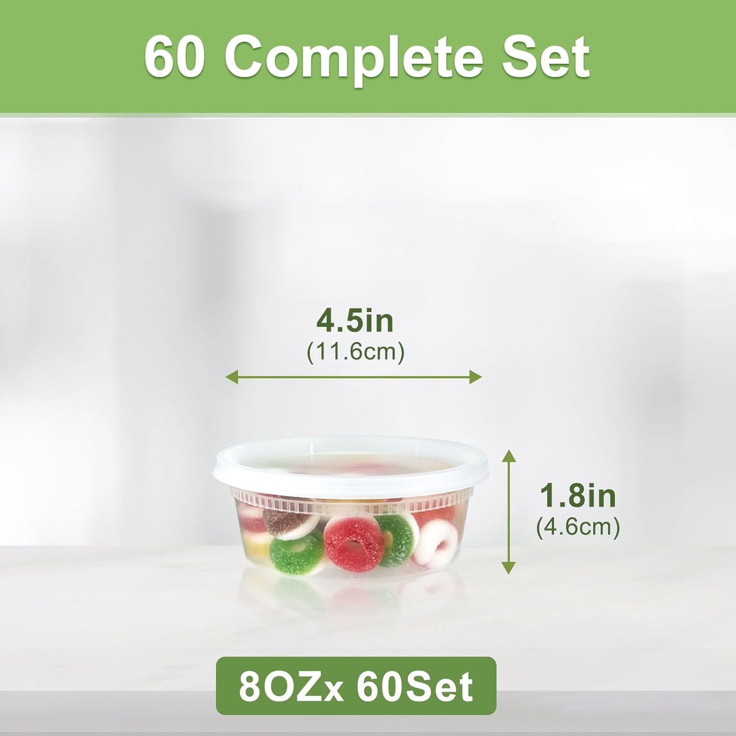 60 Sets (120-Piece) Deli Containers with Lids 8 oz, Leak-Proof & BPA Free Airtight Takeout Plastic Food Storage Containers for Soup, Freezer/Microwave/Dishwasher Safe