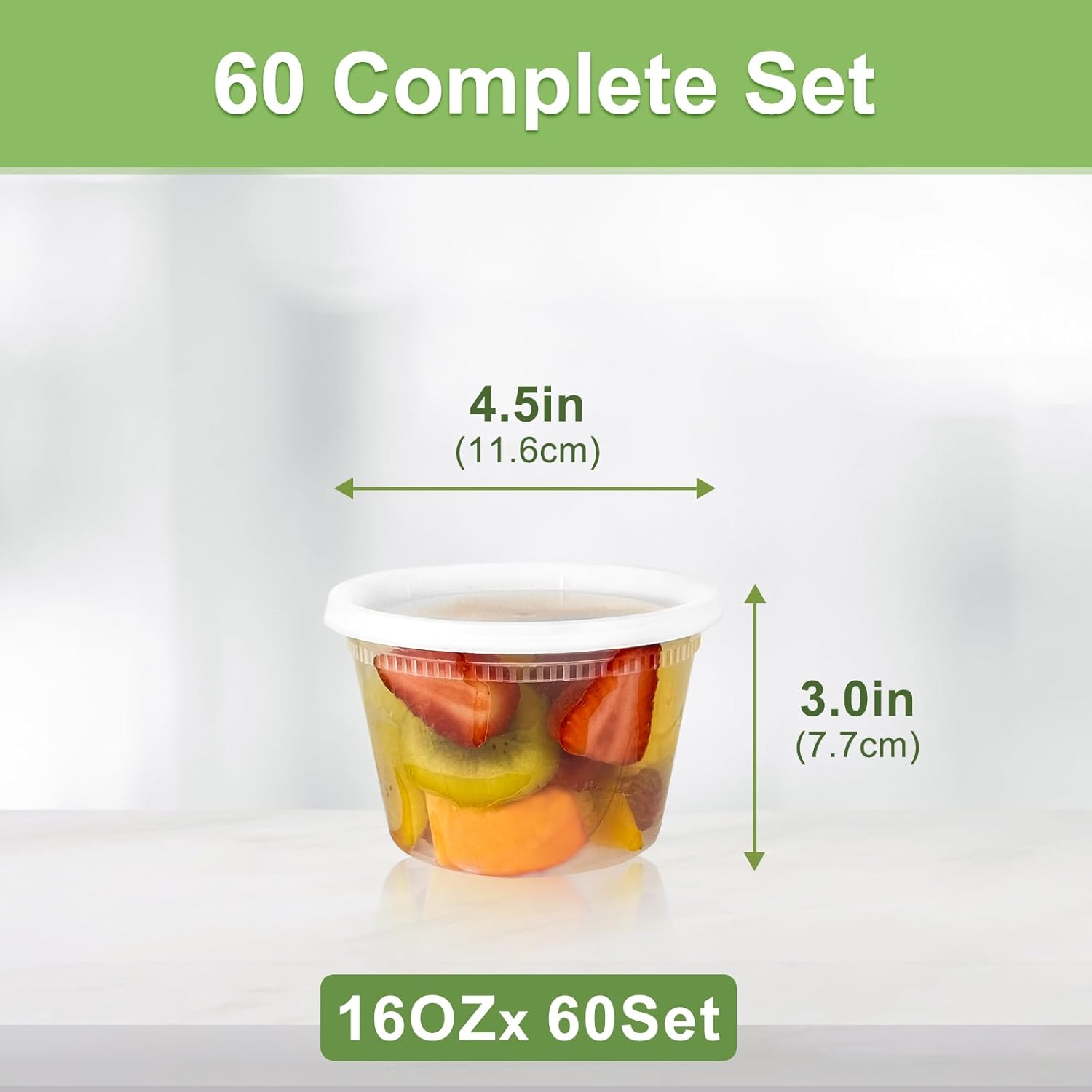 60 Sets (120-Piece) Deli Containers with Lids 16 oz, Leak-Proof & BPA Free Airtight Takeout Plastic Food Storage Containers for Soup, Freezer/Microwave/Dishwasher Safe