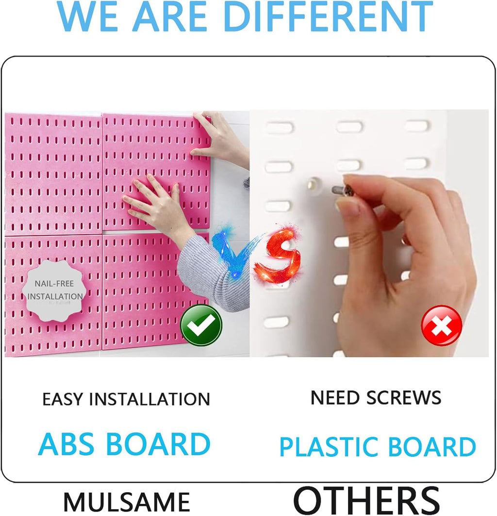 Pegboard Combination Kit, 25.2" x 25.2" Wall Mounted Storage Set with 4 Pegboards & 20 Accessories Hanging, Peg Boards Organizer