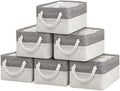 Storage Bins - Storage Baskets for Shelves Storage Cubes with Handles Small Baskets for Organizing (Gray and White 11.8 x 7.9 x 5.2 inch)