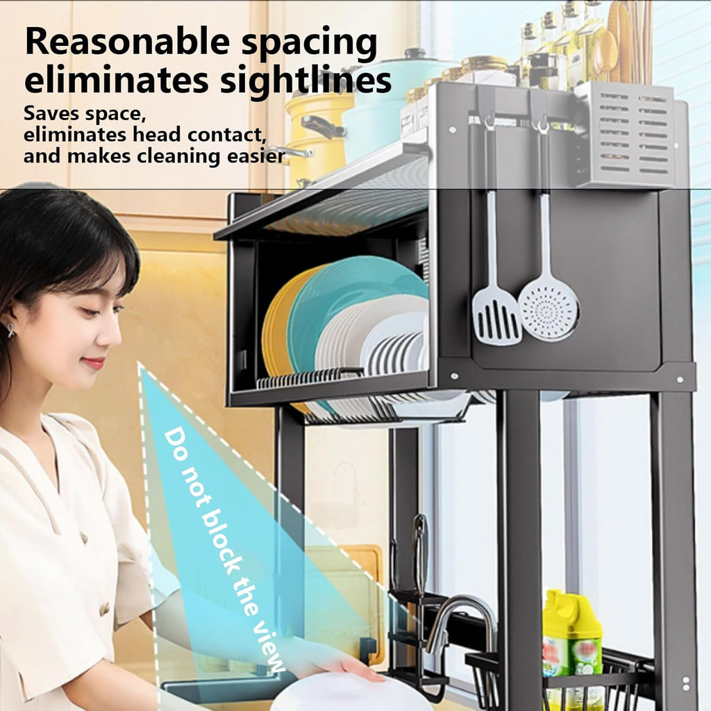 Home Furnishing Over The Sink Dish Drainer Drying Rack 3 Tier Over Sink Dish Rack for,oversink Dish Dry Rack,Space Saving Dish Drying Rack,Kitchen Sink Organizer countertop(Black,65cm/25.6in)