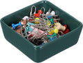 PATIKIL Square Paper Clip Holders, Ceramic Bowl Dish Clip Dispenser Organizer Desk Organizer Accessories for Office Desktop Decor Bobby Pin Binder Paper Clamp, Dark Green