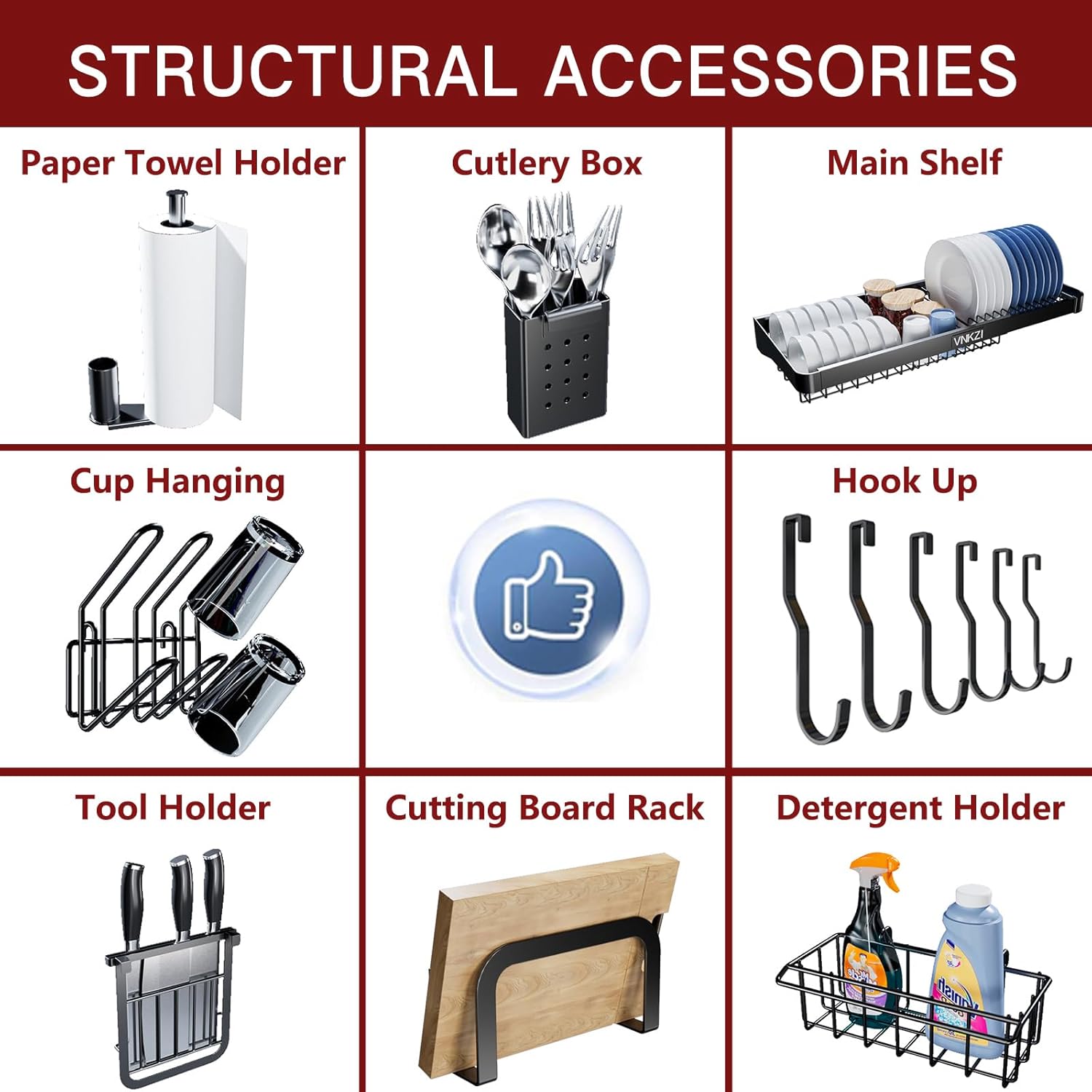 VNKZI Over Sink Dish Drying Rack, 2 Tier Stainless Steel Storage Adjustable Length (25.98'' to 36.61'') Kitchen Rack, Multifunctional Expandable Counter Organizer, Space Saver Dish Rack