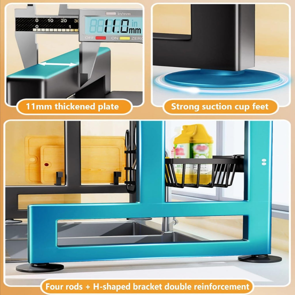 Home Furnishing Over The Sink Dish Drainer Drying Rack 3 Tier Over Sink Dish Rack for,oversink Dish Dry Rack,Space Saving Dish Drying Rack,Kitchen Sink Organizer countertop(White,85cm/33.5in)