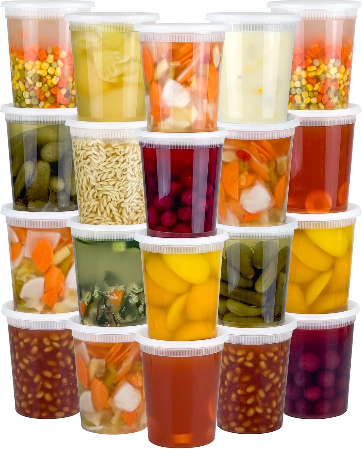 40 Sets (80-Piece) Deli Containers with Lids 32 oz, Leak-Proof & BPA Free Airtight Takeout Plastic Food Storage Containers for Soup, Freezer/Microwave/Dishwasher Safe