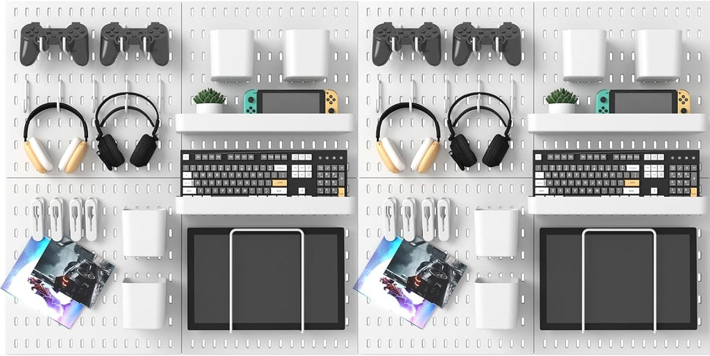 Pegboard Combination Kit, 25.2" x 50.4" Wall Mounted Storage Set with 8 Pegboards & 40 Accessories Hanging, Peg Boards Organizer