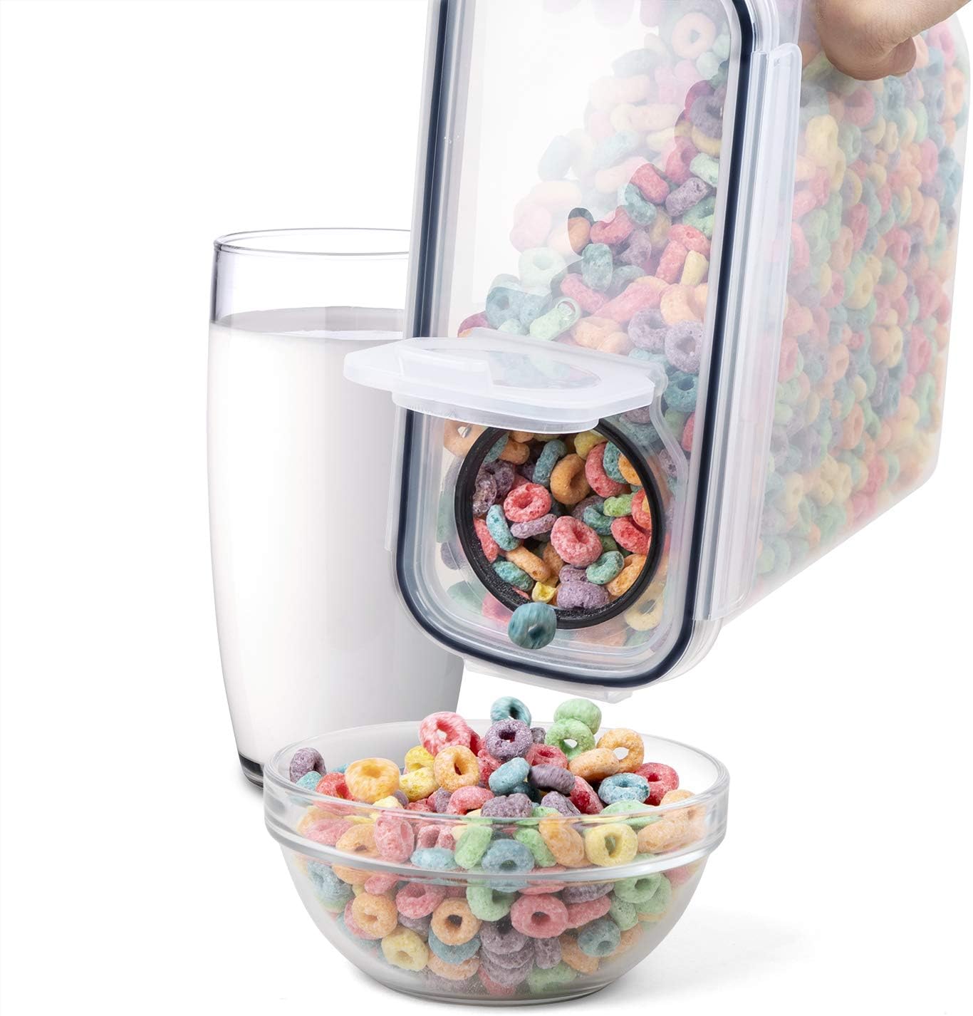 Cereal Containers Storage Set - 6 Piece Airtight Large Dry Cereal Storage Containers(4 * 4L+2 * 2.5L), BPA Free Dispenser Plastic Cereal Storage Containers with 16 Labels & Pen