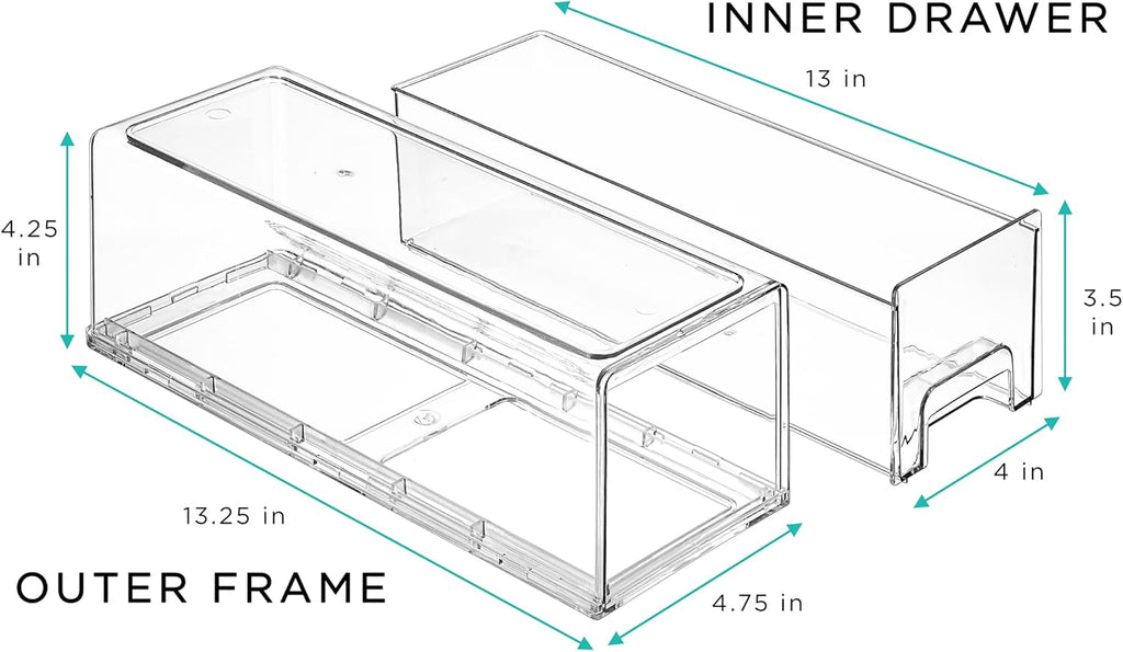 Sorbus Small Clear Stackable Storage Drawers – 4-Pack Plastic Organizer Bins with Handles – Stackable Pull-Out Storage Drawers for Closet, Pantry, Office, Bathroom, Craft, and Toy Organization