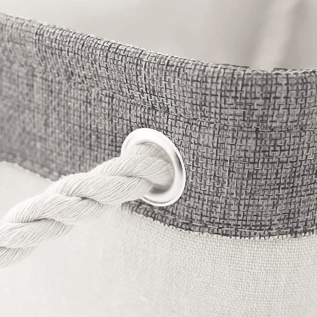 Storage Bins - Storage Baskets for Shelves Storage Cubes with Handles Small Baskets for Organizing (Gray and White 11.8 x 7.9 x 5.2 inch)