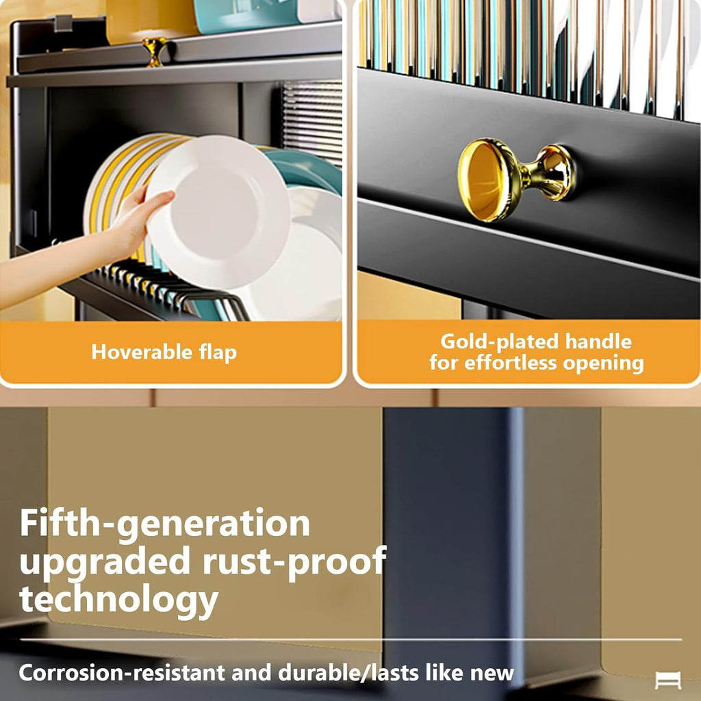 Kitchen sink rack dishwashing sink countertop dustproof cupboard storage multifunctional tableware storage drain rack double layer,KeepKitchen Sink Shlef Organized Space-Saving(White,65cm/25.6in)