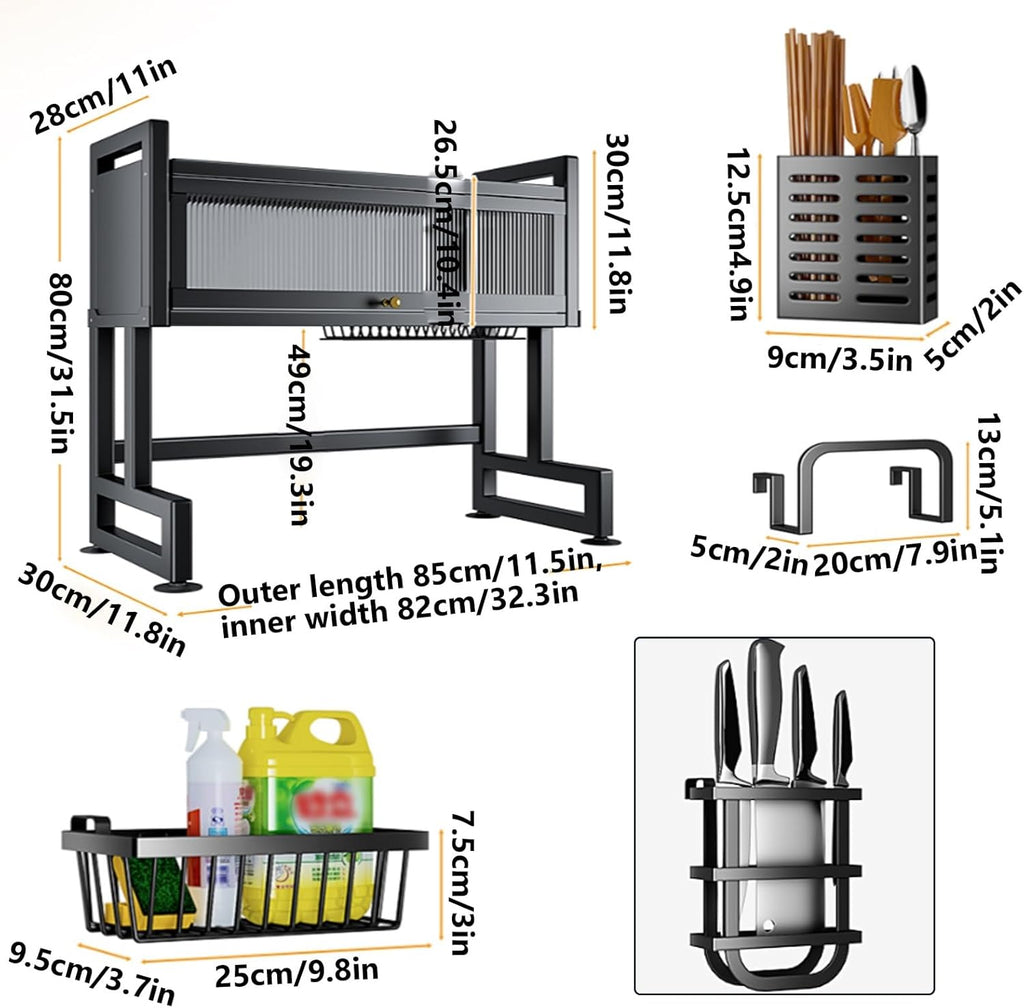 Home Furnishing Over The Sink Dish Drainer Drying Rack 3 Tier Over Sink Dish Rack for,oversink Dish Dry Rack,Space Saving Dish Drying Rack,Kitchen Sink Organizer countertop(White,85cm/33.5in)