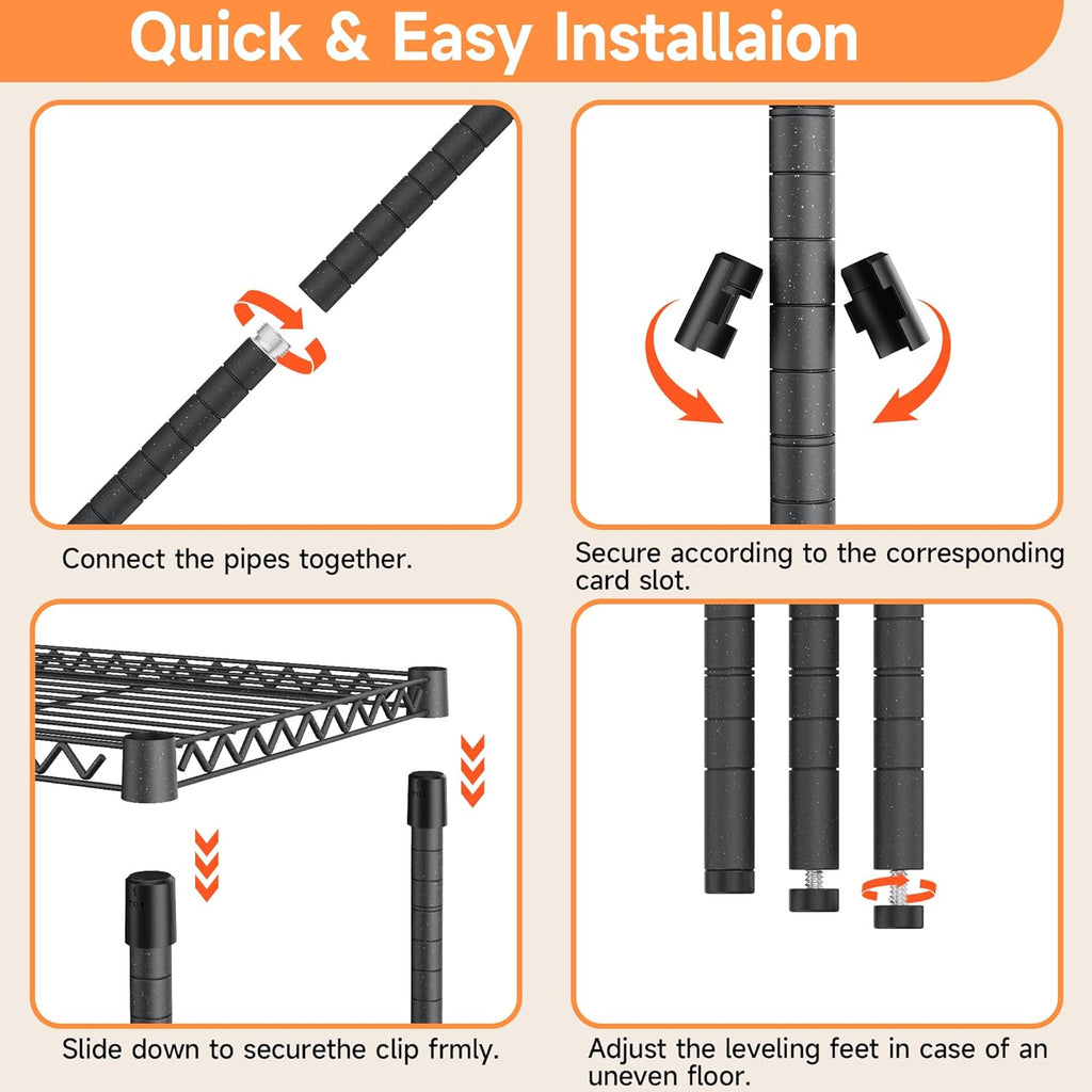 Stand Shelf Wire Rust-Proof Outdoor Storage Shelving 4-Tier Utility Shelving Unit for Garden Home,Kitchen,Office Dark Grey 17.7" D x 47.3" W x 59.4" H