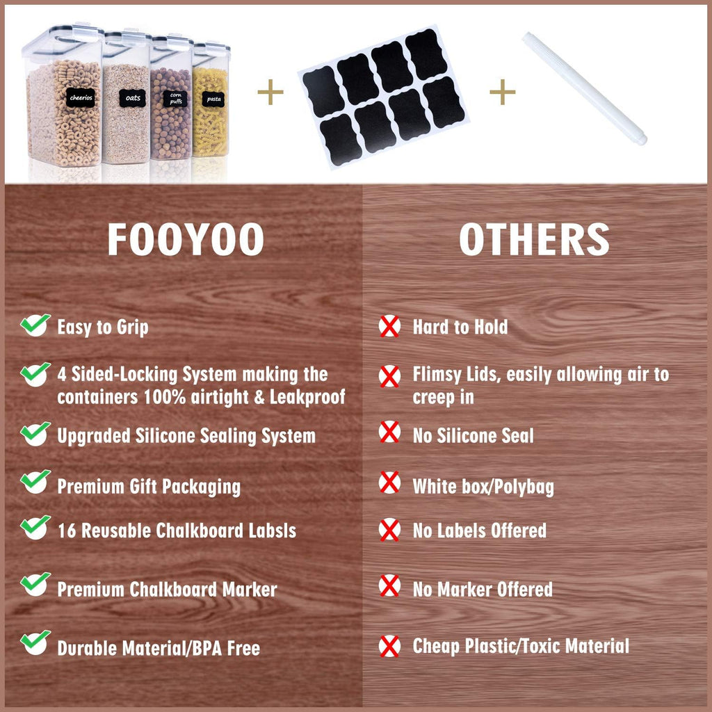 Cereal Containers Storage Set - 4 Piece Airtight Large Food Storage Containers(135.2oz), BPA Free Dispenser Plastic Cereal Storage Containers