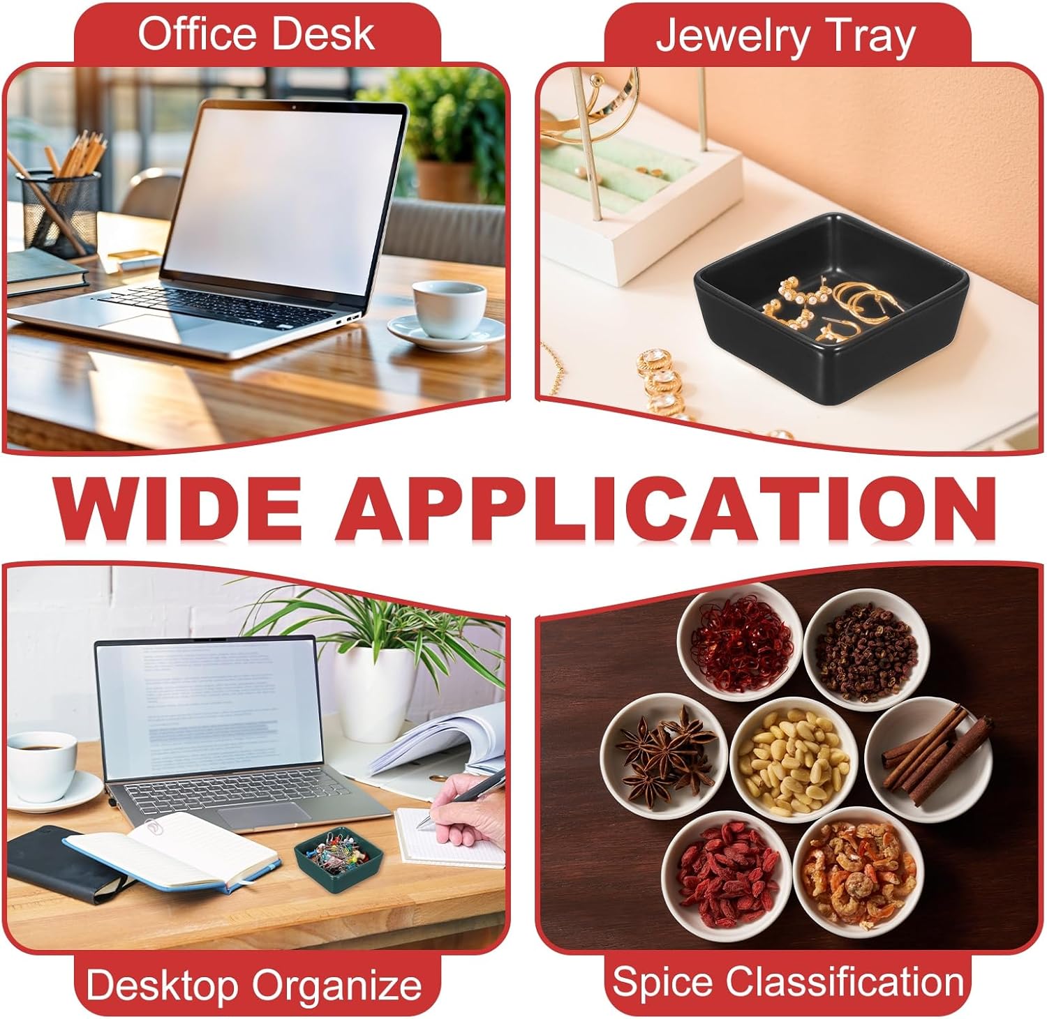 PATIKIL Square Paper Clip Holders, Ceramic Bowl Dish Clip Dispenser Organizer Desk Organizer Accessories for Office Desktop Decor Bobby Pin Binder Paper Clamp, Matcha Green