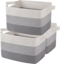 OIAHOMY Storage Basket, Woven Baskets for Storage, Cotton Rope Basket for toys,Towel Baskets for Bathroom - Pack of 3, Gradient Gray