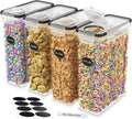 DWËLLZA KITCHEN Cereal Containers Storage 4 Pack 135 fl. oz Cereal Dispenser Airtight Food Storage Containers BPA-Free Pantry Organization and Storage, Canister for Flour & Sugar 1 Marker 8 Labels