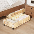 Bamboo Under Bed Storage with Wheels (2-Pack) – Rolling Underbed Shoe Organizer Box for Shoes, Blankets, Toys, Clothes Container Space-Saving Organizer Bins for Bedroom, Closet, Dorm, Nursery