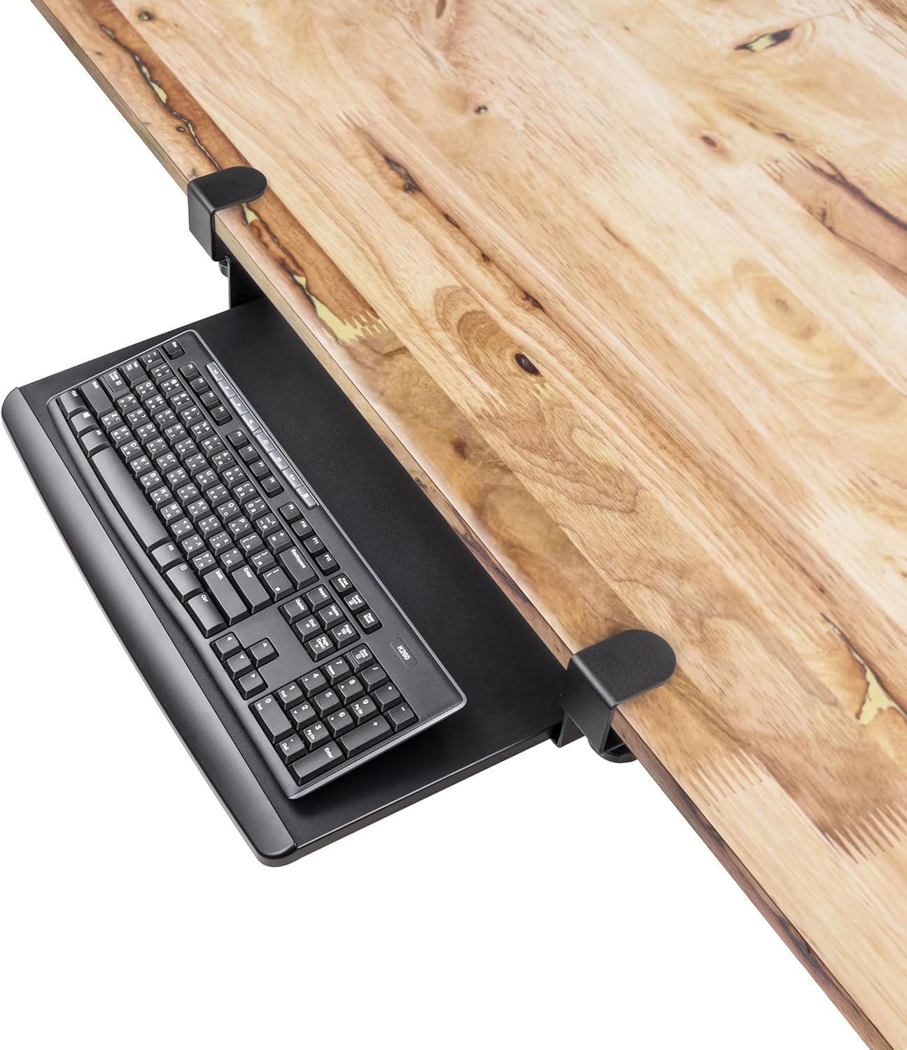 EHO Prime Desk Clamp Keyboard Tray, Under Desk Sliding Retractable Drawer, Ergonomic Space-Saving Platform for Standard Keyboards, Large 20" x 11.5" Workstation Extension
